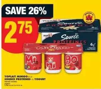 No Frills Yoplait Minigo or Source Proteins Yogurt offer
