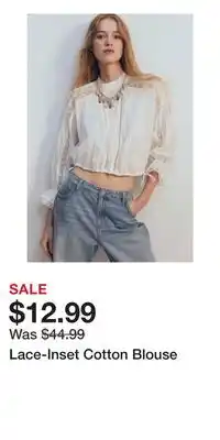 H&M Lace-Inset Cotton Blouse offer