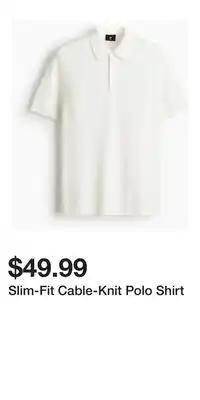 H&M Slim-Fit Cable-Knit Polo Shirt offer