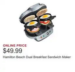 Costco Hamilton Beach Dual Breakfast Sandwich Maker offer