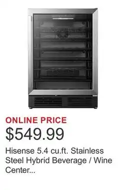 Costco Hisense 5.4 cu.ft. Stainless Steel Hybrid Beverage / Wine Center with Reversible Door offer