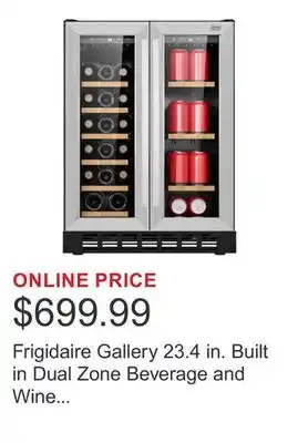 Costco Frigidaire Gallery 23.4 in. Built in Dual Zone Beverage and Wine Cooler offer