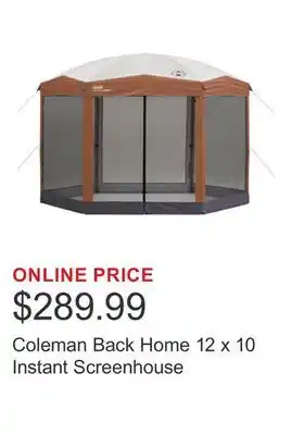 Costco Coleman Back Home 12 x 10 Instant Screenhouse offer
