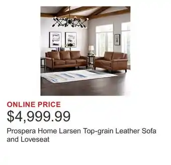 Costco Prospera Home Larsen Top-grain Leather Sofa and Loveseat offer
