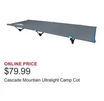 Costco Cascade Mountain Ultralight Camp Cot offer