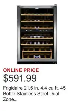 Costco Frigidaire 21.5 in. 4.4 cu ft. 45 Bottle Stainless Steel Dual Zone Wine Cooler with Reversible Door offer