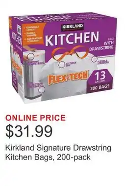 Costco Kirkland Signature Drawstring Kitchen Bags, 200-pack offer