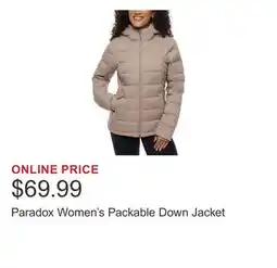 Costco Paradox Women's Packable Down Jacket offer