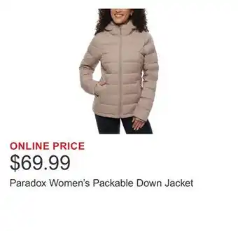 Costco Paradox Women's Packable Down Jacket offer