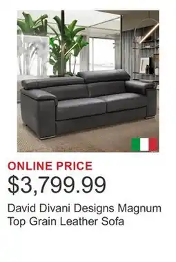 Costco David Divani Designs Magnum Top Grain Leather Sofa offer