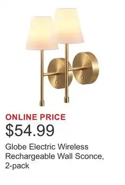 Costco Globe Electric Wireless Rechargeable Wall Sconce, 2-pack offer