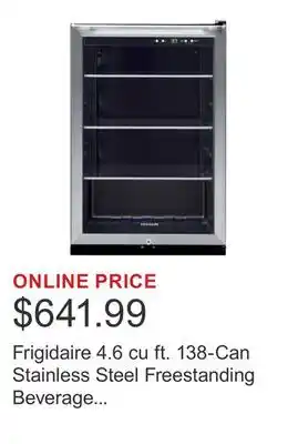 Costco Frigidaire 4.6 cu ft. 138-Can Stainless Steel Freestanding Beverage Centre offer