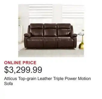 Costco Atticus Top-grain Leather Triple Power Motion Sofa offer