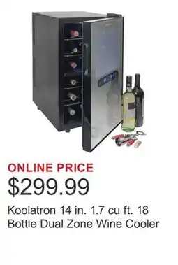 Costco Koolatron 14 in. 1.7 cu ft. 18 Bottle Dual Zone Wine Cooler offer