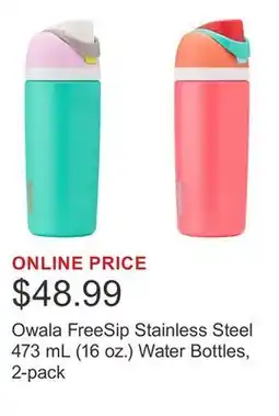 Costco Owala FreeSip Stainless Steel 473 mL (16 oz.) Water Bottles, 2-pack offer