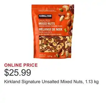 Costco Kirkland Signature Unsalted Mixed Nuts, 1.13 kg offer