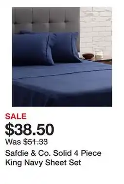 Bed Bath & Beyond Safdie & Co. Solid 4 Piece King Navy Sheet Set offer