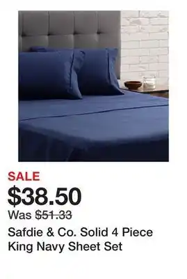 Bed Bath & Beyond Safdie & Co. Solid 4 Piece King Navy Sheet Set offer