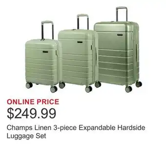 Costco Champs Linen 3-piece Expandable Hardside Luggage Set offer