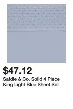 Bed Bath & Beyond Safdie & Co. Solid 4 Piece King Light Blue Sheet Set offer