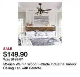 Bed Bath & Beyond 52-inch Walnut Wood 5-Blade Industrial Indoor Ceiling Fan with Remote offer