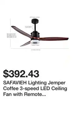 Bed Bath & Beyond SAFAVIEH Lighting Jemper Coffee 3-speed LED Ceiling Fan with Remote - 52 W x 52 L x 15-20 H offer