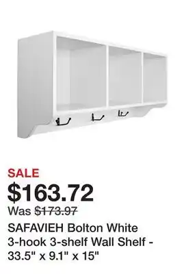 Bed Bath & Beyond SAFAVIEH Bolton White 3-hook 3-shelf Wall Shelf - 33.5 x 9.1 x 15 offer