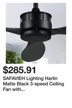 Bed Bath & Beyond SAFAVIEH Lighting Harlin Matte Black 3-speed Ceiling Fan with Remote - 52 W x 52 L x 12.25-17.25 H offer