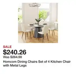 Bed Bath & Beyond Homcom Dining Chairs Set of 4 Kitchen Chair with Metal Legs offer