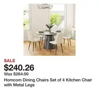 Bed Bath & Beyond Homcom Dining Chairs Set of 4 Kitchen Chair with Metal Legs offer