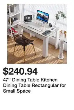 Bed Bath & Beyond 47'' Dining Table Kitchen Dining Table Rectangular for Small Space offer