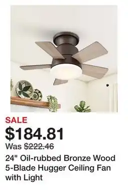 Bed Bath & Beyond 24 Oil-rubbed Bronze Wood 5-Blade Hugger Ceiling Fan with Light offer