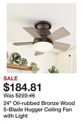 Bed Bath & Beyond 24 Oil-rubbed Bronze Wood 5-Blade Hugger Ceiling Fan with Light offer