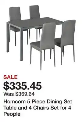 Bed Bath & Beyond Homcom 5 Piece Dining Set Table and 4 Chairs Set for 4 People offer