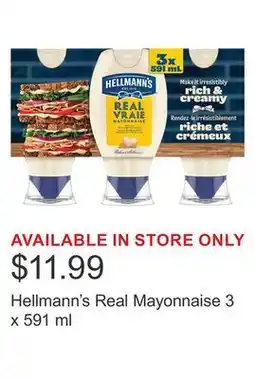 Costco Hellmann's Real Mayonnaise 3 x 591 ml offer
