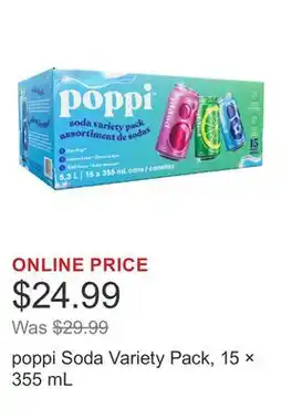 Costco poppi Soda Variety Pack, 15 × 355 mL offer