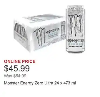 Costco Monster Energy Zero Ultra 24 x 473 ml offer