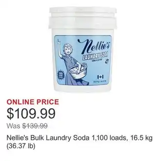 Costco Nellie's Bulk Laundry Soda 1,100 loads, 16.5 kg (36.37 lb) offer