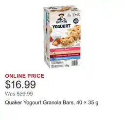 Costco Quaker Yogourt Granola Bars, 40 × 35 g offer