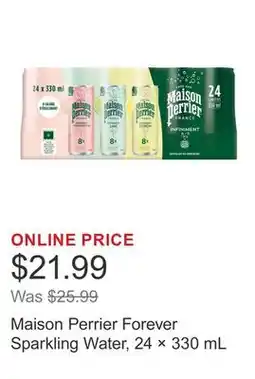 Costco Maison Perrier Forever Sparkling Water, 24 × 330 mL offer