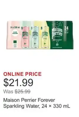 Costco Maison Perrier Forever Sparkling Water, 24 × 330 mL offer
