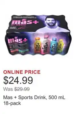 Costco Mas + Sports Drink, 500 mL 18-pack offer