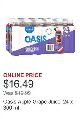 Costco Oasis Apple Grape Juice, 24 x 300 ml offer