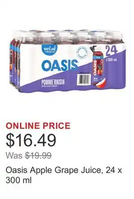 Costco Oasis Apple Grape Juice, 24 x 300 ml offer