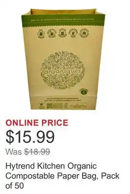 Costco Hytrend Kitchen Organic Compostable Paper Bag, Pack of 50 offer