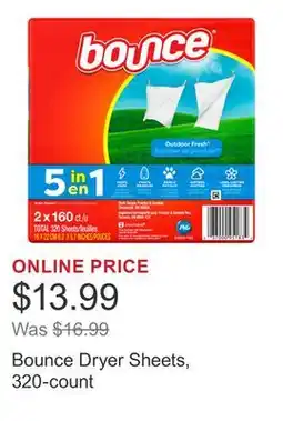 Costco Bounce Dryer Sheets, 320-count offer