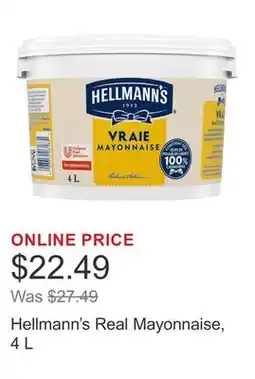 Costco Hellmann's Real Mayonnaise, 4 L offer