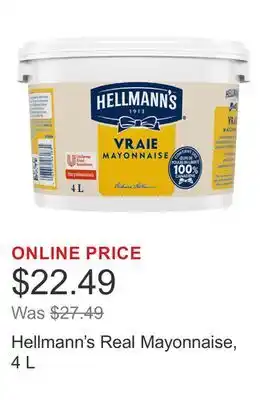 Costco Hellmann's Real Mayonnaise, 4 L offer