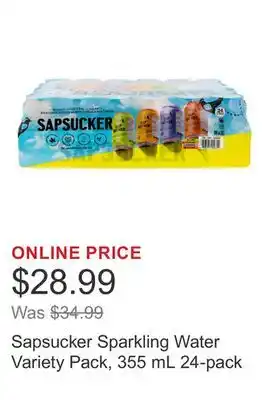 Costco Sapsucker Sparkling Water Variety Pack, 355 mL 24-pack offer
