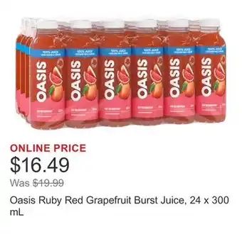 Costco Oasis Ruby Red Grapefruit Burst Juice, 24 x 300 mL offer